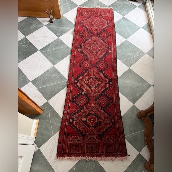 Vintage Imported Red Wool Runner - Picture 2 of 9